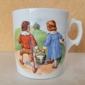 Vintage Ceramic Nursery Rhyme Mug with Jack & Jill Scene